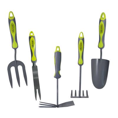 China Green Hot Selling Convenient Plastic Garden Hand Gardening Tool Kit 5pcs Handle Tool Kit for sale