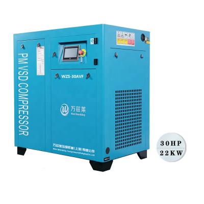 China OIL-LESS Compressor Manufacturer 22 Kw 30 Hp Direct Driven Electric Rotary Screw Air Compressor for sale