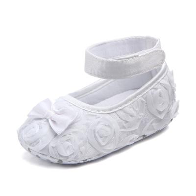 China New Collection Round Spring Autumn Infant Girl Dress Shoes Rose Flower Toddler Girl Flat Soft Unique Walking Shoes for sale