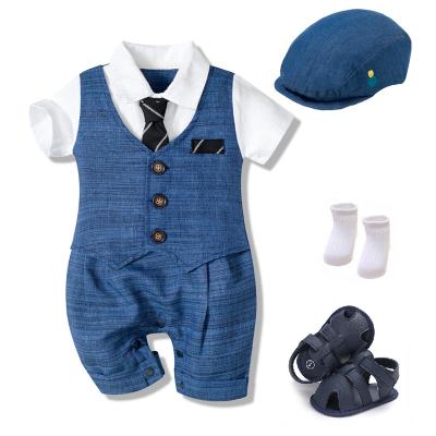 China New Collection Anti-Shrink Baby Clothing Sets Boy Vest Baby Rompers Suit 100% Cotton Birthday Party Handsome Dress Suit for sale