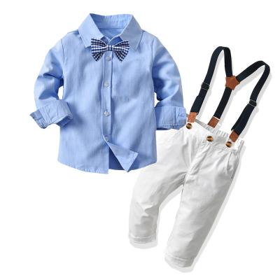 China White Spandex/Cotton Summer Gentleman Shirt Suspenders Pants Suit Birthday Apparel For Farms Kid Boy Suit Cotton Support Years 1 2 3 4 5 6 for sale