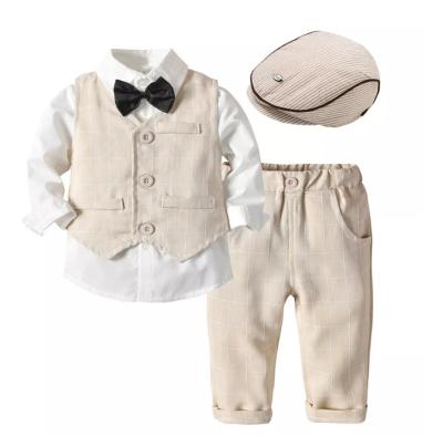 China Spring Autumn Boys Clothing Sets Baby Boy Formal Clothes Sets 3 Pieces Cotton Children Clothes Vest Long Sleeve Pant for sale