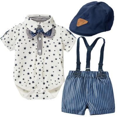 China Breathable Amazon Hot Sale Printed Cotton Toddler Dress Party Fashion Baby Summer Handsome Suit for sale