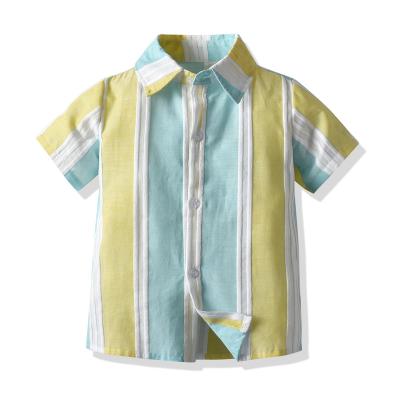 China 2021 new children's anti-pilling tops boys striped short-sleeved shirt for sale