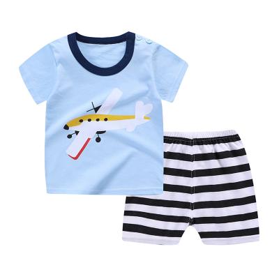 China Breathable Cartoon Summer Cotton Baby Clothing Set Boys Baby Wear for sale