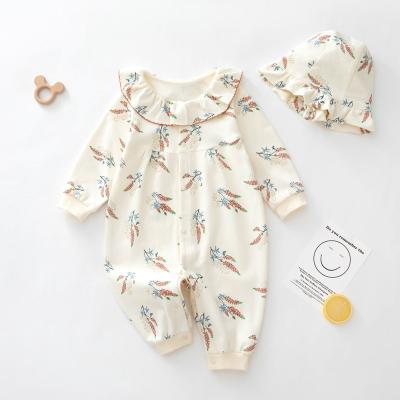 China Spring Breathble Korea Spring Style Autumn Baby Rompers +Hat Newborn Overalls 2Pieces Girls Boys Comfortable Warm Clothing Sets for sale