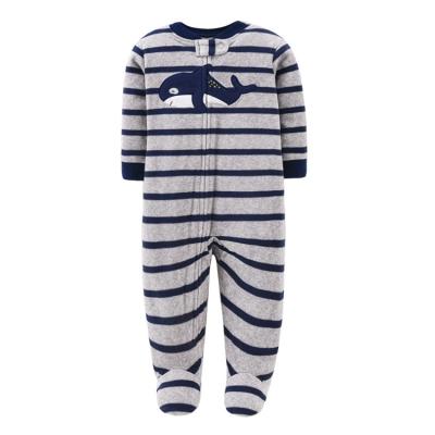 China Various Styles Autumn Winter Polar Fleece Thermal One Piece Rompers Cardboard Printing Baby Clothes Nightgowns Pajamas for sale