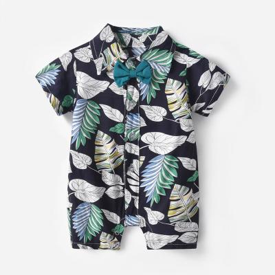 China Spandex/Boys Rompers Baby Style Beach Cotton Short Sleeve Baby Organic Overalls Summer Floral Infant Clothes Romper for sale