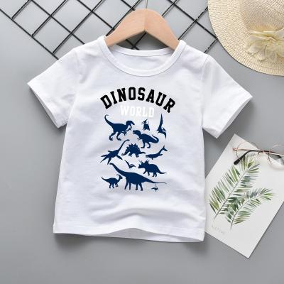 China Breathable Short Sleeve Cotton Dinosaur Letter Top For Boy T Shirt Dress for sale