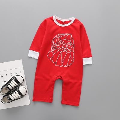 China Spandex/Cotton Santa Claus Elk Long Sleeve Red Green Boys Girls Baby Rompers for sale