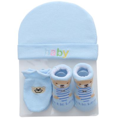 China Spandex/Cotton Latest Princess Cute Cartoon Solid Color Baby Booties Letter Stripe Children's Socks Mittens Hat Set for sale