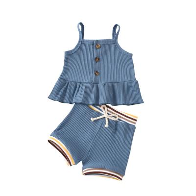 China Newest Europe America Infant Europe Girl Kids Pit Strap Small Skirt + Rib Shorts Fashion Suit Clothes For Baby for sale