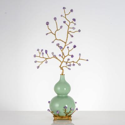 China Art Decor 2021 Hot Sale Designs Amethyst Classic Brass Gourd Luxury Home Accessories Factory Directly For Wholesale Resell for sale