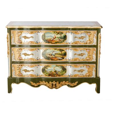 China Traditional French Storage Cabinets with Painting Realistic Design Traditional Sideboard for Bedroom Living Room Villa Wooden Console Cabinet for sale