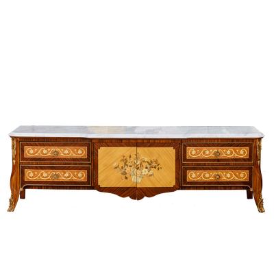 China Newest Traditional Design Traditional Home Decor TV Stand With Hand-carved Long Cabinet With Unique Design For Living Room Wooden TV Cabinet for sale