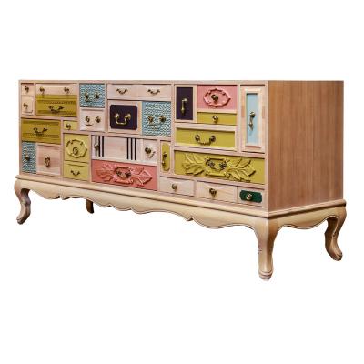 China Colorful Nordic style TV cabinet furniture design living room TV cabinet wooden storage rack home wholesale traditional home furnishing for sale