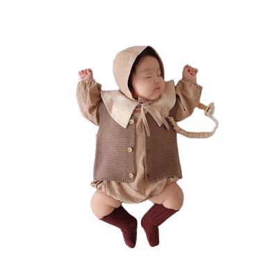 China 2021 Breathable New Design Brown Cotton Newborn 0 - 1 Year Old Baby Knitted Vest for sale