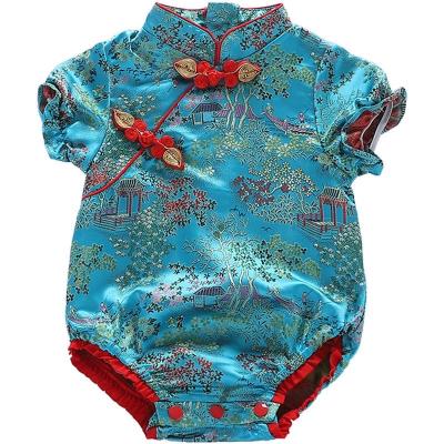 China Full moon Tang Qipao one-year-old classic ancient baby dress hundred day clothes Chinese style baby rompers for sale