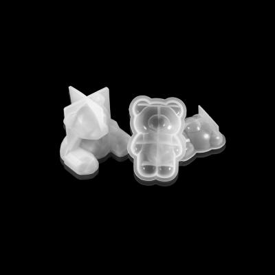 China Viable Stereo Bear Mold Geometry DIY 3D DIY Epoxy Resin Mold Decoration Ornament Ornament Mold Tools for sale