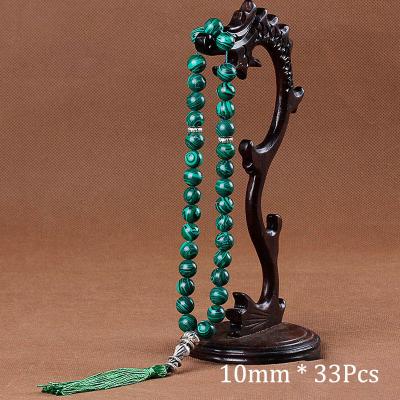 China 10mm Religious Green Malachite Stone Bracelets Tasbih Pendant 33 Prayer Beads Islamic Muslim Tasbih Allah Mohammed Rosary For Women Men for sale