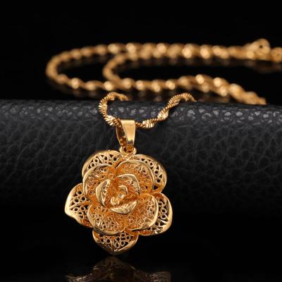 China Hollow Nacklace Arrangement St.kunkka Flower Statement Necklaces Women Necklace Water Wave Pendant Chain 24K Yellow Gold Filled Chunky Jewelry for sale