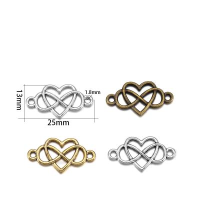 China Vintage 20Pcs/Lot 13x25mm Infinity Love Heart Charms Connector For Jewelry Making DIY Earrings Pendants Necklaces Accessories for sale