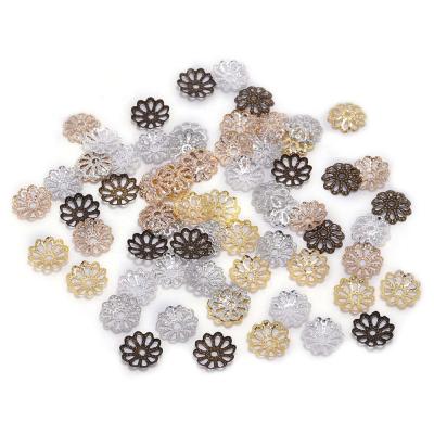 China Flower Gold Petal Bead Caps 200pcs 7 9mm Silver Gold Flower Petal Bead Caps Bulk End Spacer Charms Bead Caps For Jewelry Making Accessories DIY Dropshipping for sale