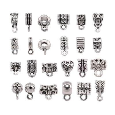 China Antique DIY Jewelry Findings 20pcs/lot Silver Clip Bail Beads Pendant Clasp Necklace Connector Bail Bead For Jewelry Making DIY Findings Deliveries for sale