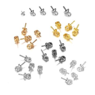 China Brass Screw Eye Pin Bail 100pcs Half Hole Pendant Charms Top Drilled Screw Eye Pins Connector Pendant Pin Bail For Charms Pearl Jewelry Accessories for sale