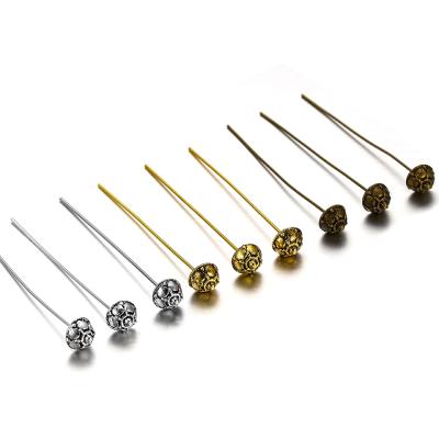 China Head Pins For Jewelry Making 20pcs 50mm Gold Flower Head Pin For Jewelry Making Diy Beads Ball Pins Jewelry Accessories Headpin Needles Findings Women for sale