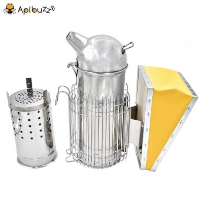 China Large Size (Extended Capacity) Bee Farm Anti-scald Type Stainless Steel Arched Top Honey Bee Smoker With Inner Tank Beekeeping Equipment for sale