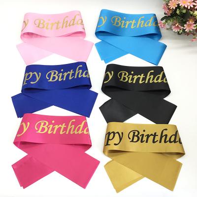 China Wholesale Custom Beautiful Happy Birthday Day Party Tag Sashes Printed Satin Sash For Female for sale