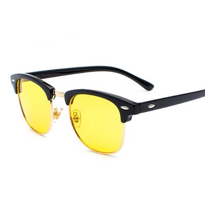 China Hot Sale UV400 Anti Gift Brand Logo Custom Half Frame Rimless Club Double Rivets Retro Sunglass Sunglasses for sale