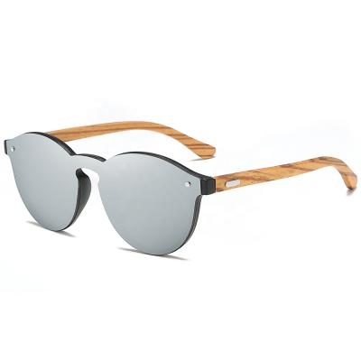 China Fashion and leisure round UV400 anti promotion sunglasses surround temple wholesale bamboo wood sunglasses with logo for sale