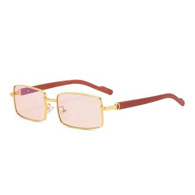 China New Anti UV400 313 Temples Sun Glass Imitated Wood Square Dropshipping Small Shading UV400 Unisex Classic Sunglasses 2021 for sale