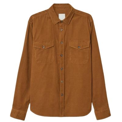 China Anti-pilling Shirt New Autumn Men's Premium Yellow 100% Cotton Long Sleeve Corduroy Gentleman Shirt For Men for sale