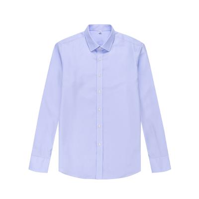 China RTS Anti-Pilling Sky Blue Twill Business Tuxedo Shirt 100% Cotton Men's Long Sleeve Non Iron Dress Shirt For Men for sale