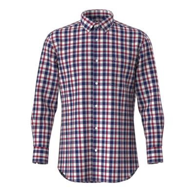 China New Arrival Bamboo Fiber Check Shirt Anti-pilling Sustainable Casual Long Sleeve Blue Red Casual Shirt For Men for sale