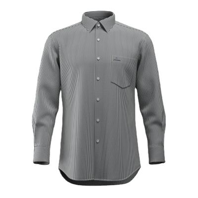 China Anti-pilling Men's Casual Shirt 100%Cotton Shirt Gossip Stripe Good Quality Good Quality Dyed Comfortable Long Sleeve for sale