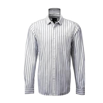 China Contemporary Mens Anti-Pilling Casual Shirt 100% Cotton Long Sleeve Striped Oxford Large Size Shirt For Men for sale