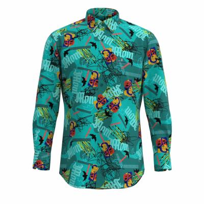 China Halloween Modern Design Anti-pilling Shirt Men's Shirt Mens Pure Cotton Digital Printing Green Shirt For Men for sale