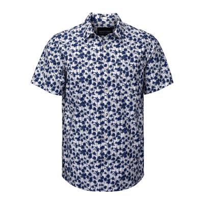 China Anti-pilling Mens Shirt Cotton Short Sleeve 100% Natural Florald Print Shirt For Men for sale