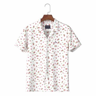 China Anti-pilling Customized White Hawaiian Shirt Beach Floral Print 100% Rayon Aloha Shirt For Men for sale