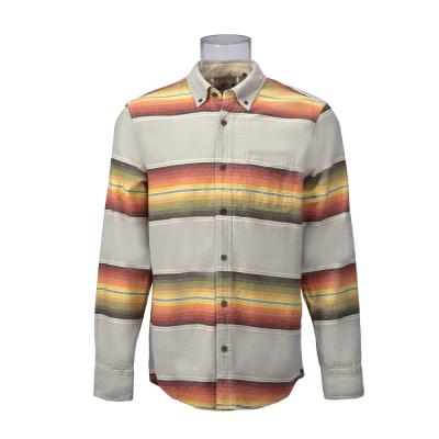 China Winter Anti-pilling Mens Shirt 100% Cotton Flannel Long Sleeve Striped Shirt Mens Shirt for sale