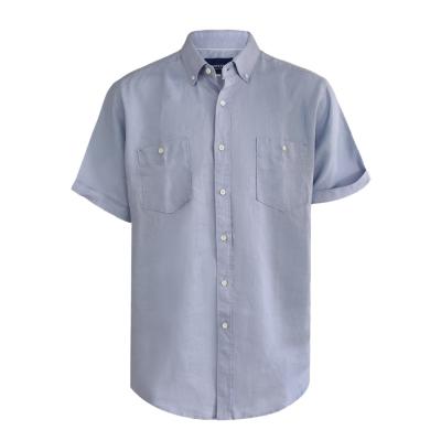 China Nice quality men's casual shirt undamaged shirt anti-pilling blue canvas mixed short shirt for men for sale