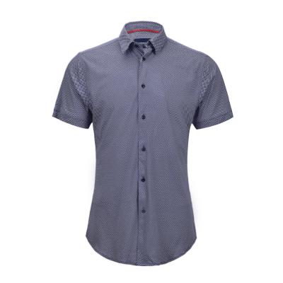 China Hot Selling Shirt Hand Feel Printing Woven Anti-pilling Comfortable Marl Knitted Good Knitting Short Sleeve Shirt For Men for sale