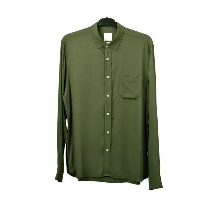 China Anti-pilling Men's Long Sleeve Army Green Shirt With Ecovero 100% Sustainable For Men for sale