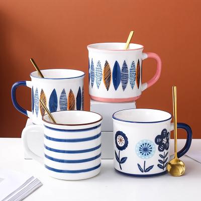 China Sustainable New Products Manufacturer Ceramic Colorful Pattern Home Office Coffee Mugs Mugs for sale