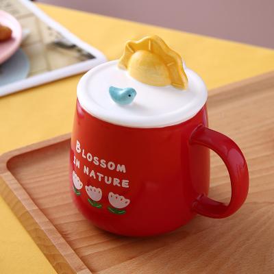 China Wholesale Custom Viable Coffee Mug Coffee Mug Flower Cartoon Plant Ceramic Milk Mug for sale