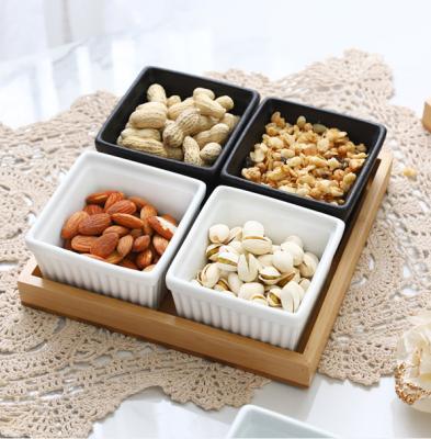 China Viable Restaurant Theme Hotel Grid Snack Dessert Dish Simple Square Porcelain Snack Dish for sale